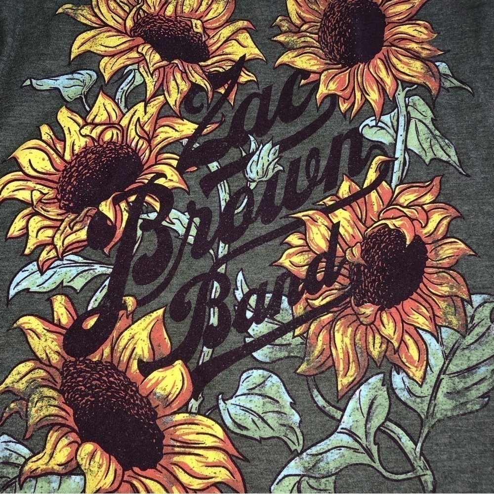 Zac Brown Band Sunflower T-Shirt Green Ladies Size XS Short Sleeves
